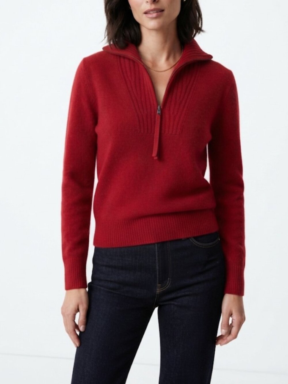 Naked Cashmere Red Half Zip Sweater Rustic Warm Comfy Size S NWT